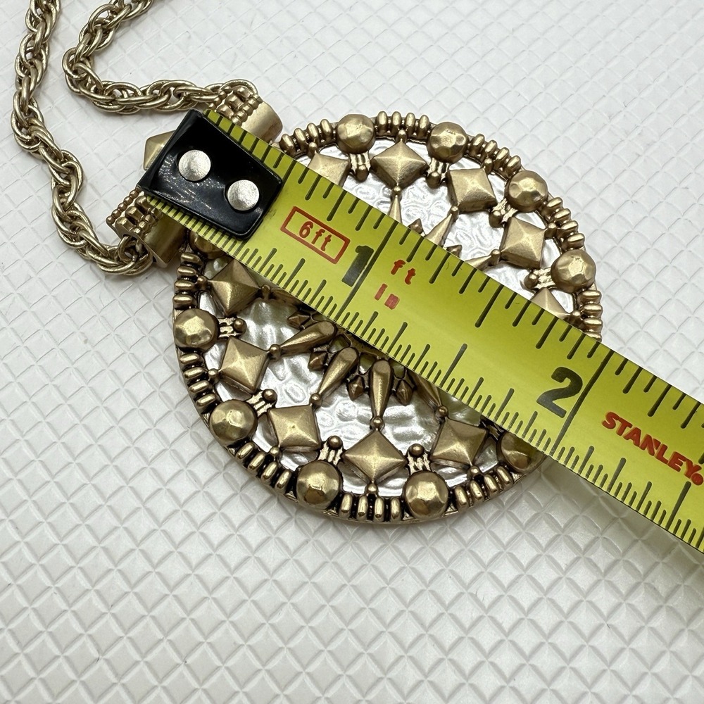 Heidi Klum Gold and Silver Tone Sun Mandala Pendant on Chain Necklace - Picture 6 of 6